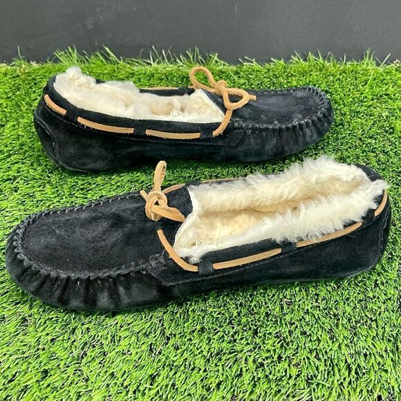 UGG Dakota Black Suede Faux Fur Lined Slippers. Size 6M. - Picture 8 of 13